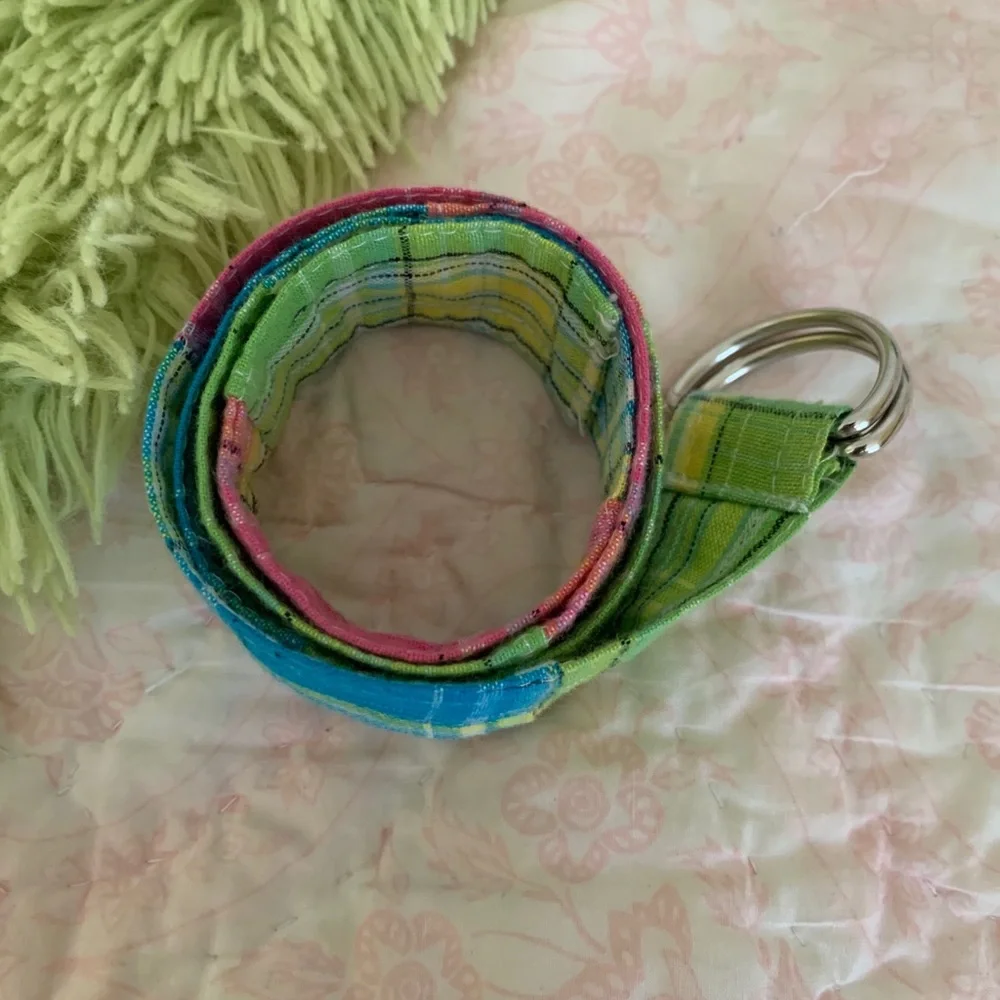 Belt Lot of 3 Solid Plaid Jean Braided Adjustable Blue Pink Girls